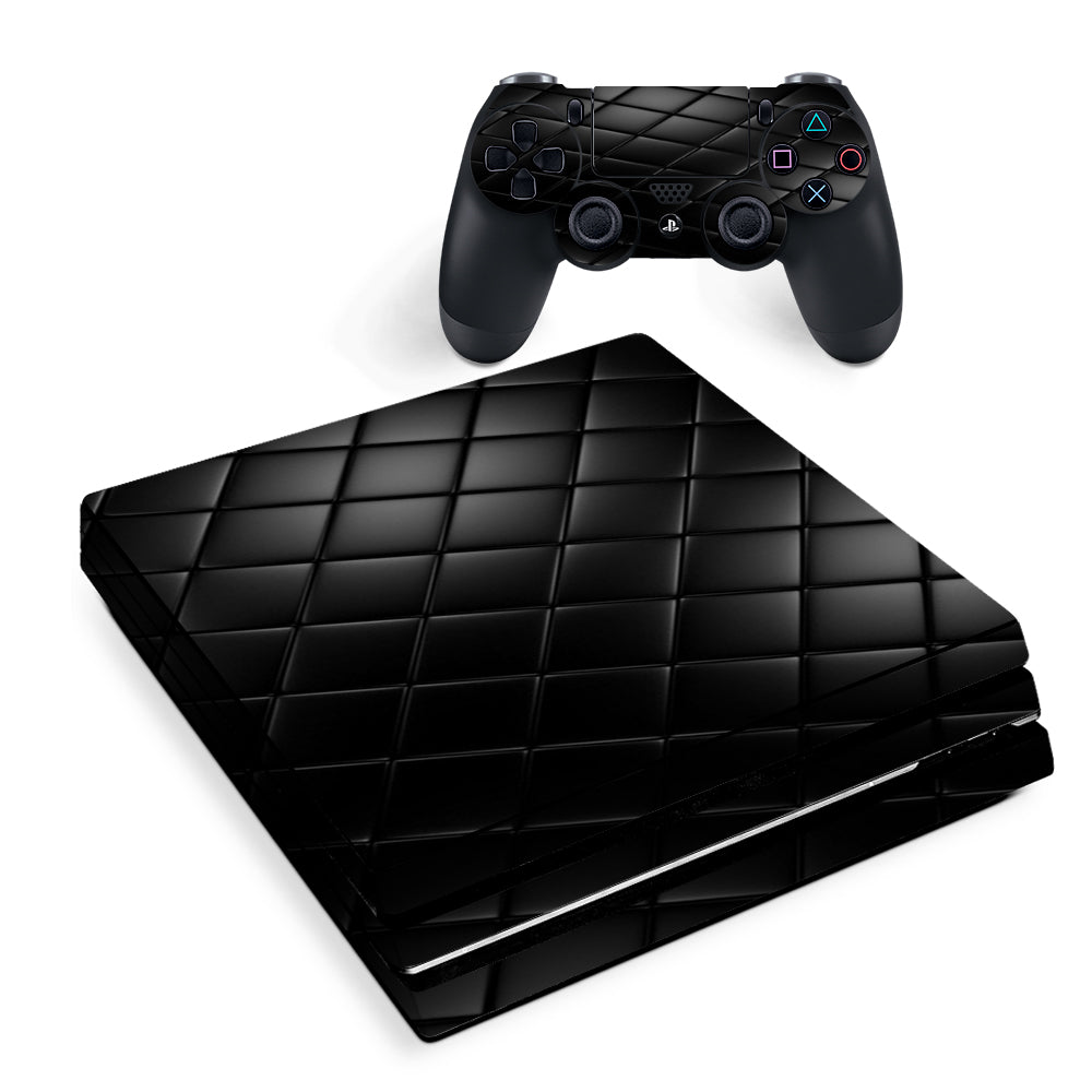 Black Leather Chesterfield Sony PS4 Pro Skin