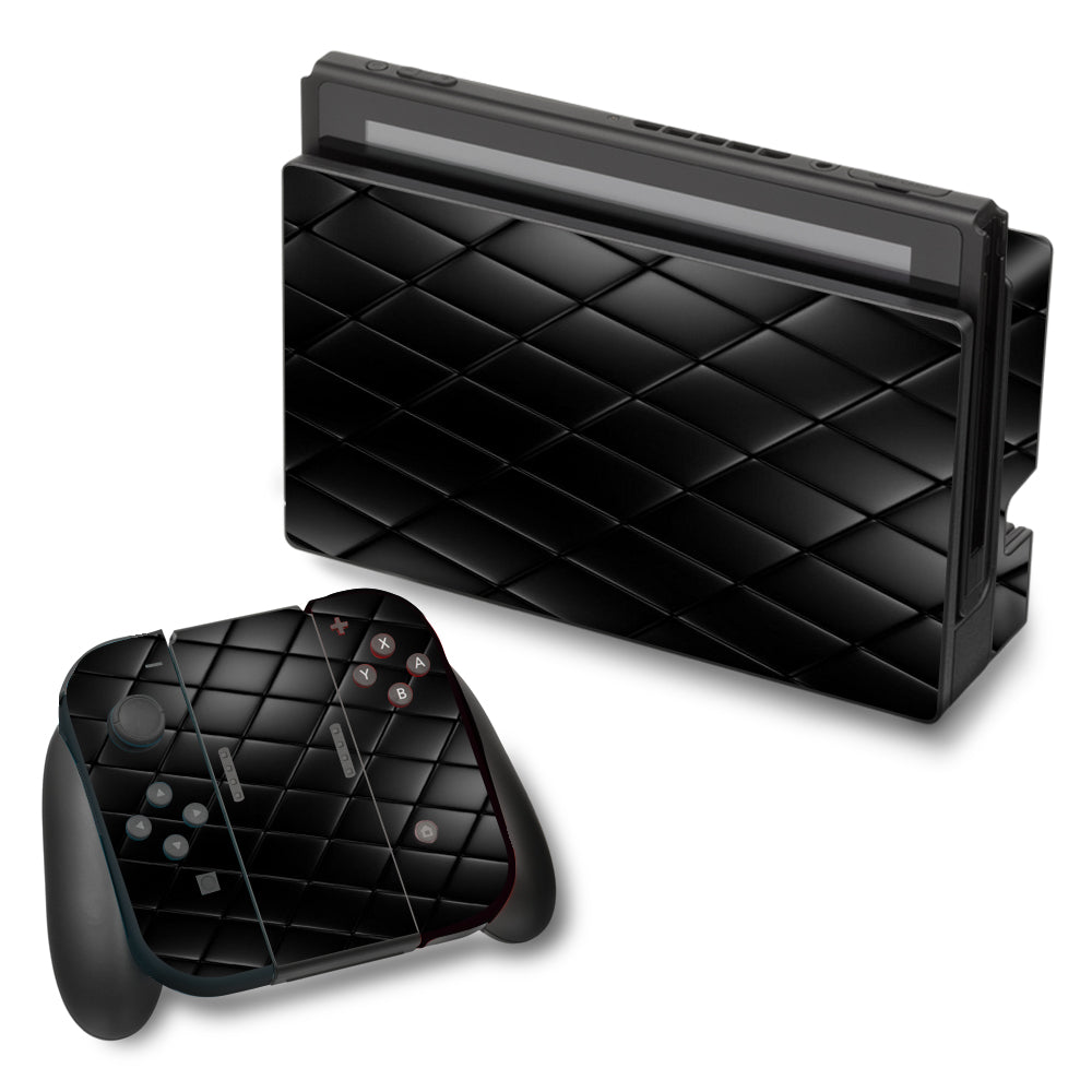  Black Leather Chesterfield Nintendo Switch Skin
