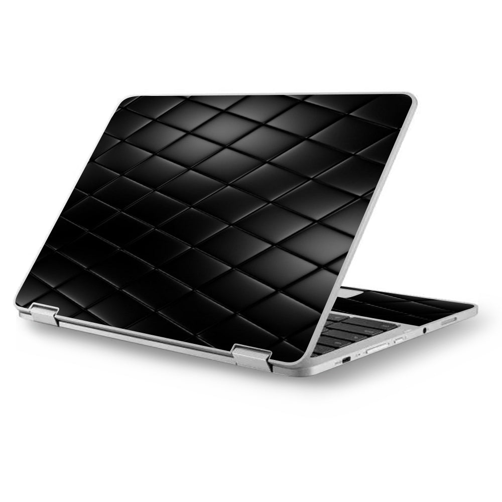  Black Leather Chesterfield Asus Chromebook Flip 12.5" Skin