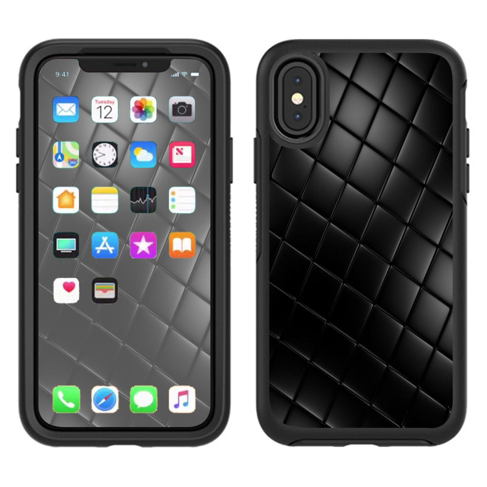  Black Leather Chesterfield Otterbox Defender Apple iPhone X Skin