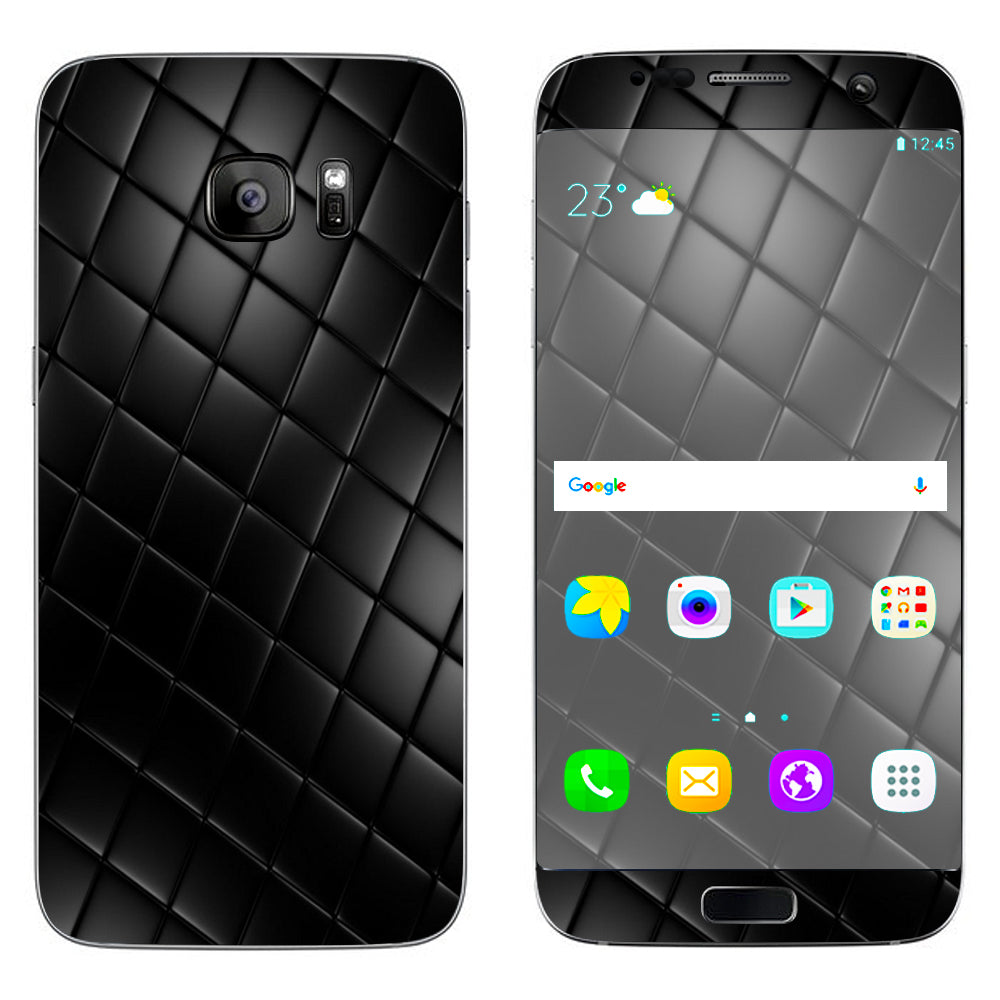  Black Leather Chesterfield Samsung Galaxy S7 Edge Skin