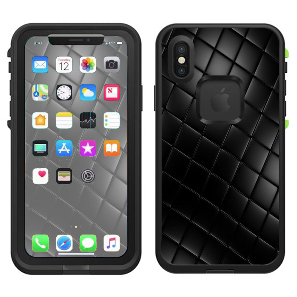  Black Leather Chesterfield Lifeproof Fre Case iPhone X Skin