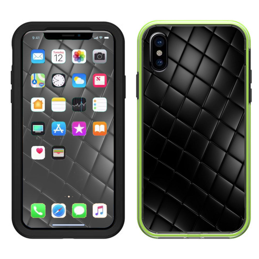  Black Leather Chesterfield Lifeproof Slam Case iPhone X Skin