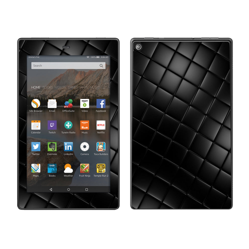  Black Leather Chesterfield Amazon Fire HD 8 Skin