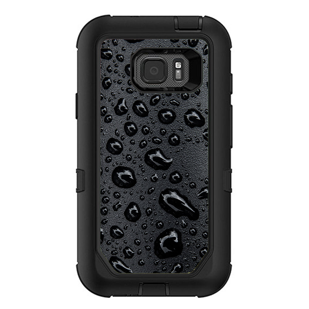  Rain Drops On Black Metal Otterbox Defender Samsung Galaxy S7 Active Skin