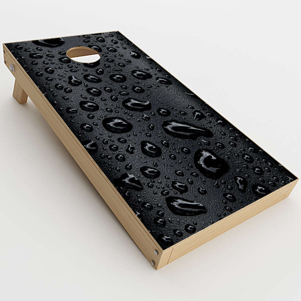  Rain Drops On Black Metal Cornhole Game Boards  Skin