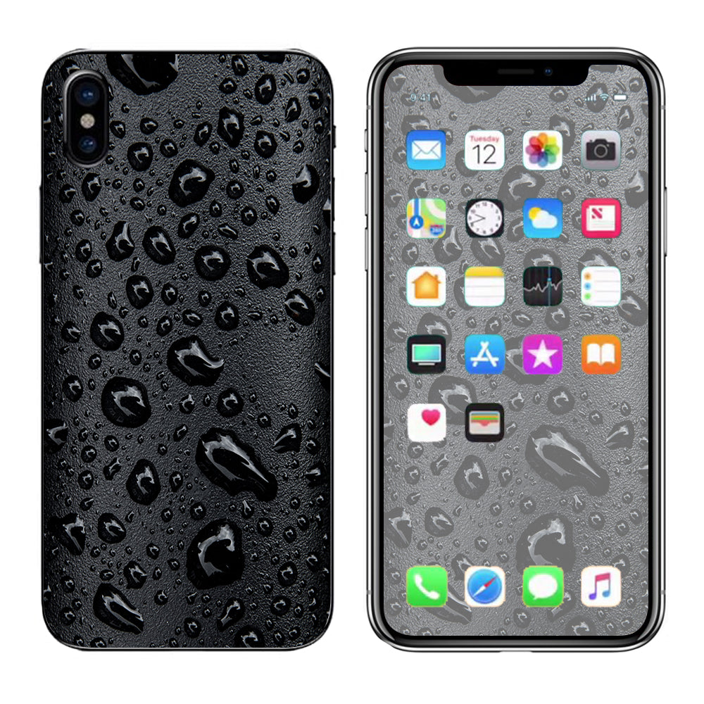  Rain Drops On Black Metal Apple iPhone X Skin