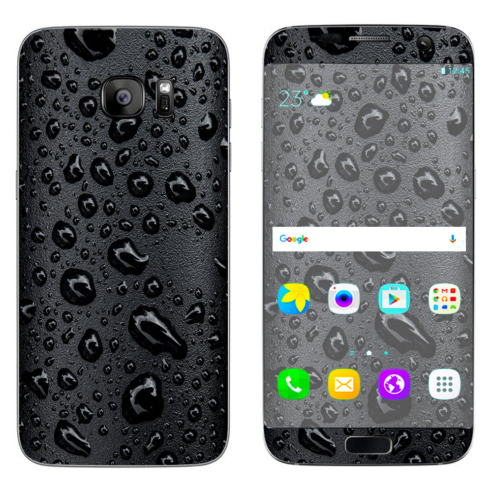  Rain Drops On Black Metal Samsung Galaxy S7 Edge Skin