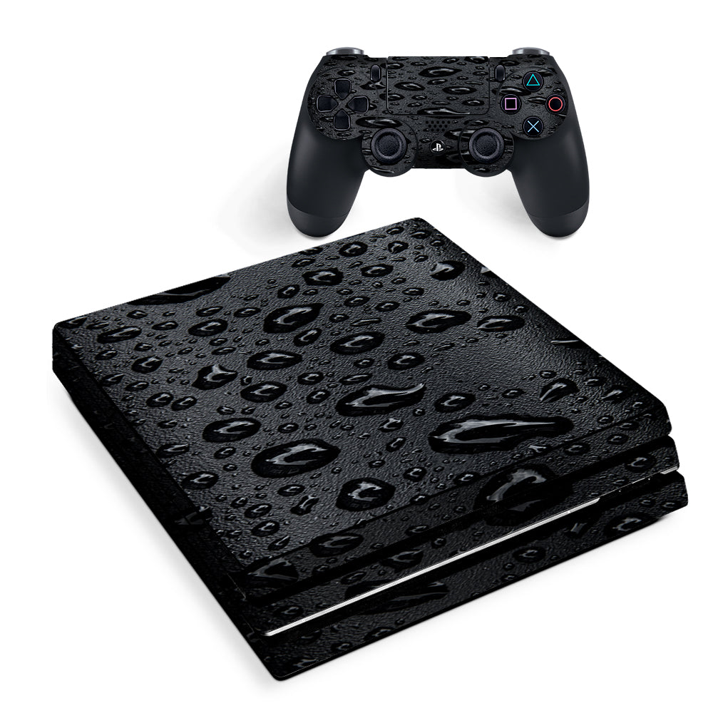 Rain Drops On Black Metal Sony PS4 Pro Skin