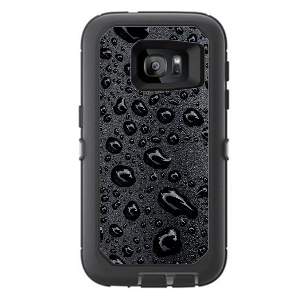 Rain Drops On Black Metal Otterbox Defender Samsung Galaxy S7 Skin