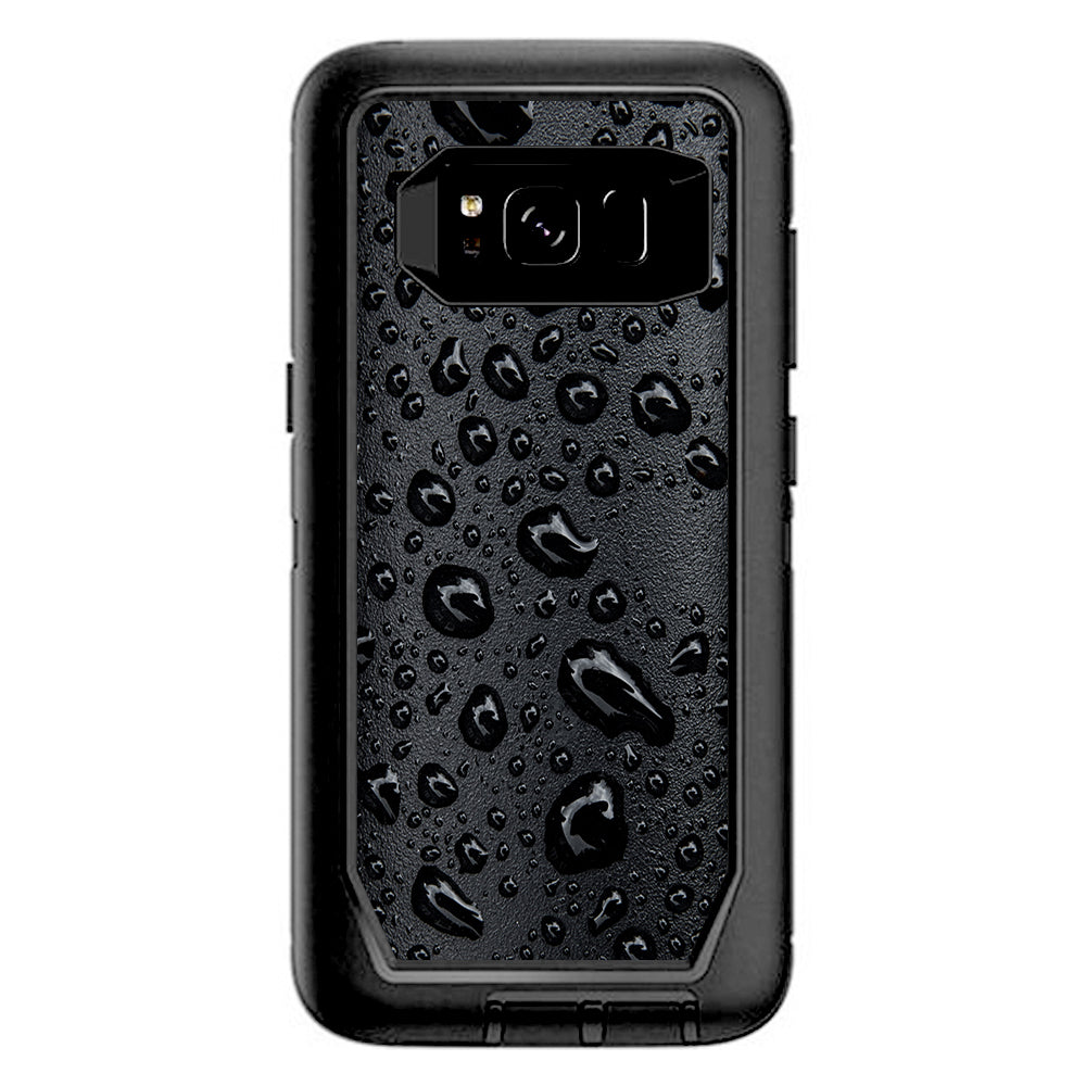  Rain Drops On Black Metal Otterbox Defender Samsung Galaxy S8 Skin
