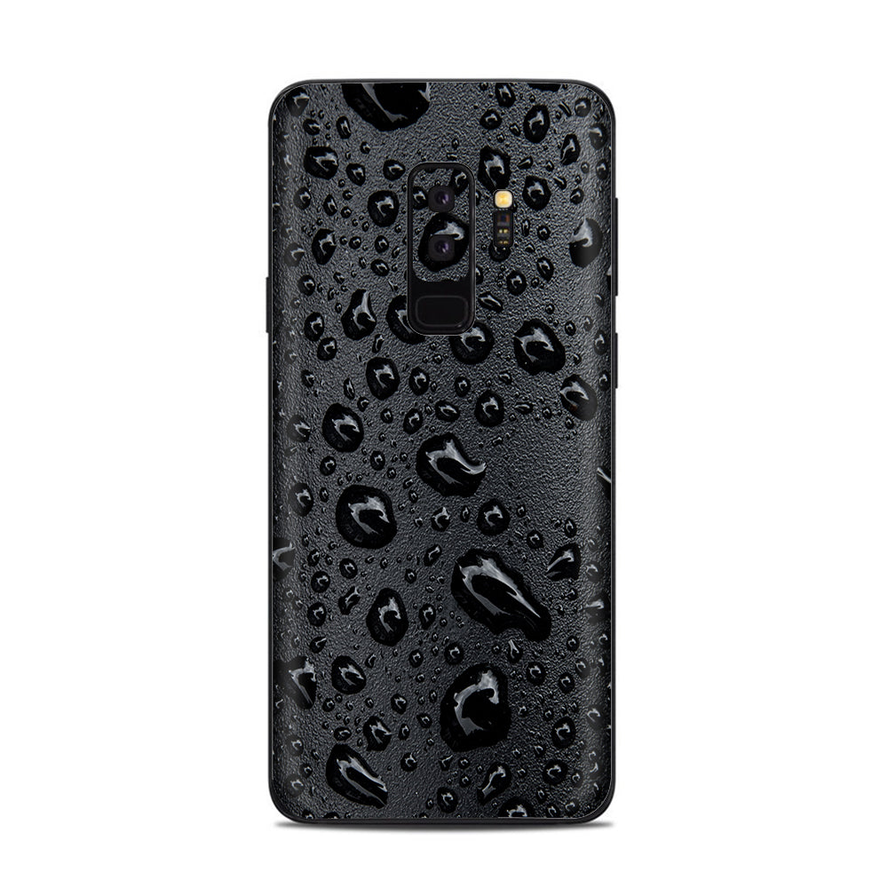  Rain Drops On Black Metal Samsung Galaxy S9 Plus Skin