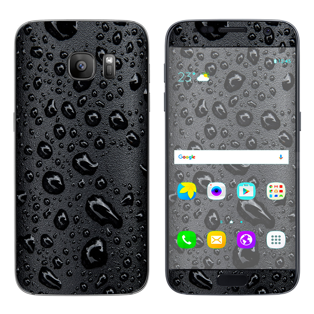  Rain Drops On Black Metal Samsung Galaxy S7 Skin