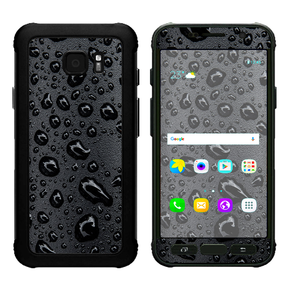  Rain Drops On Black Metal Samsung Galaxy S7 Active Skin