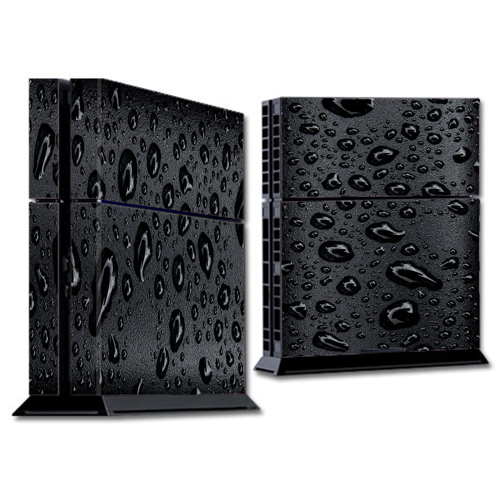  Rain Drops On Black Metal Sony Playstation PS4 Skin