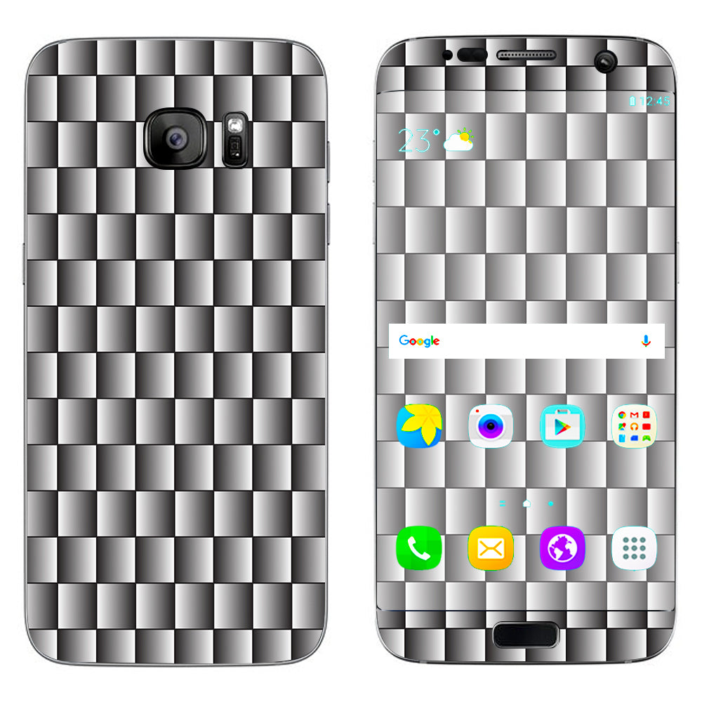  White Grey Carbon Fiber Look Samsung Galaxy S7 Edge Skin