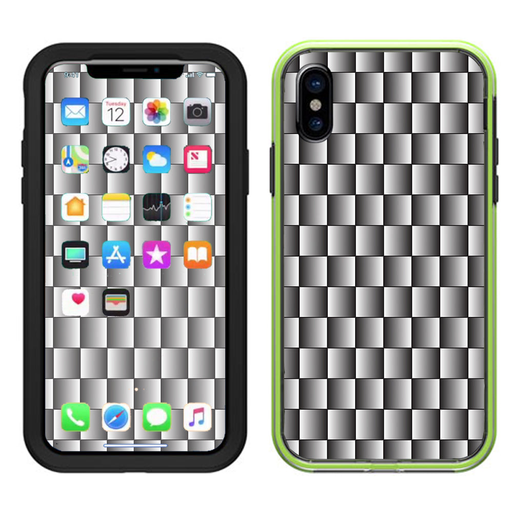  White Grey Carbon Fiber Look Lifeproof Slam Case iPhone X Skin