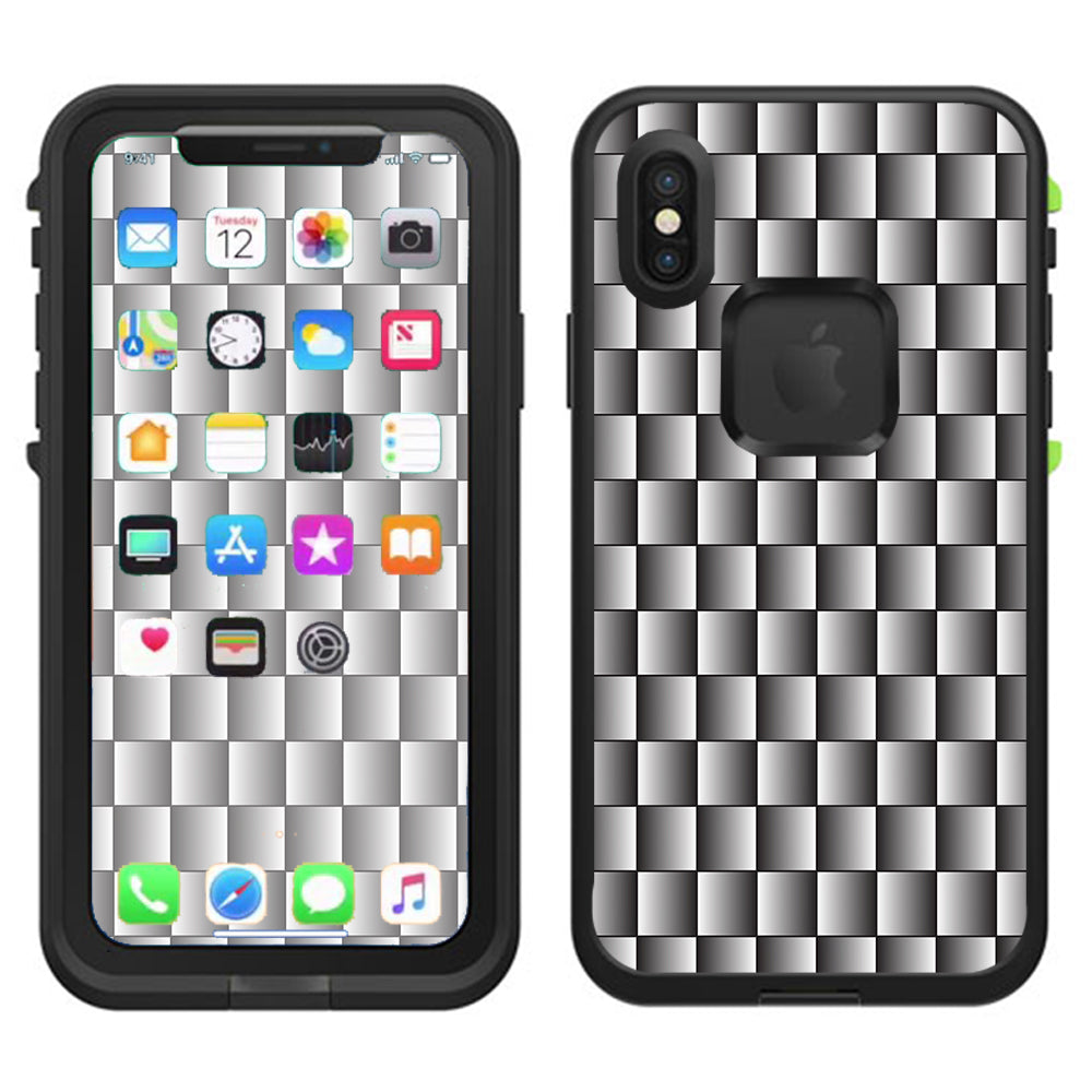  White Grey Carbon Fiber Look Lifeproof Fre Case iPhone X Skin