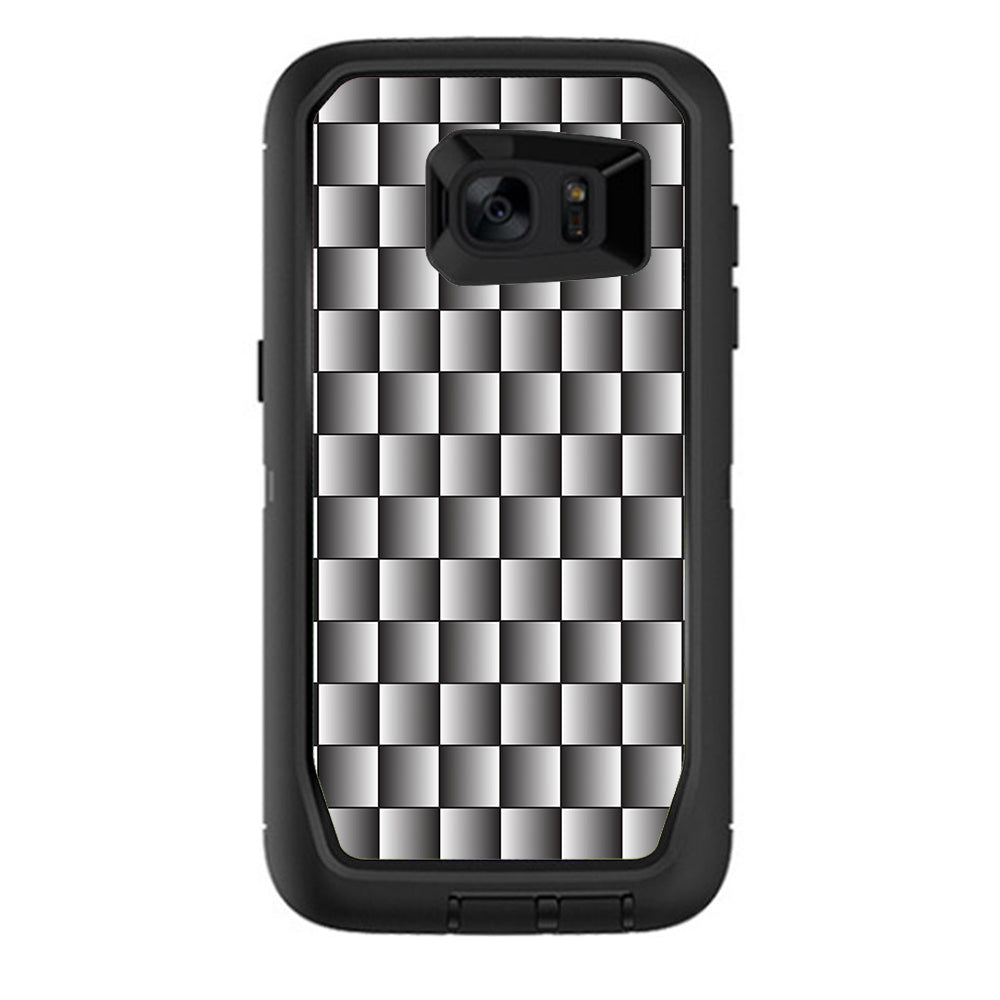  White Grey Carbon Fiber Look Otterbox Defender Samsung Galaxy S7 Edge Skin