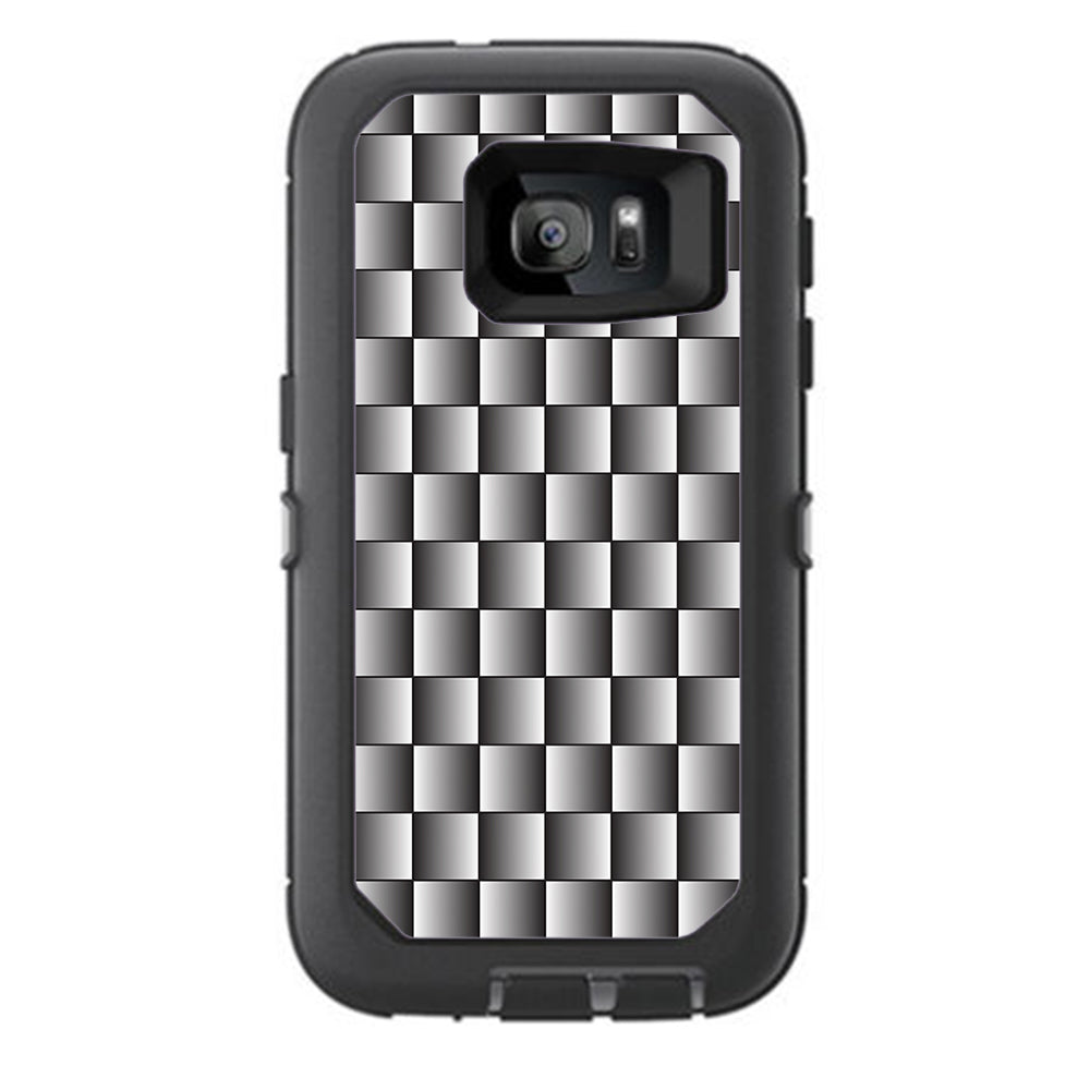  White Grey Carbon Fiber Look Otterbox Defender Samsung Galaxy S7 Skin