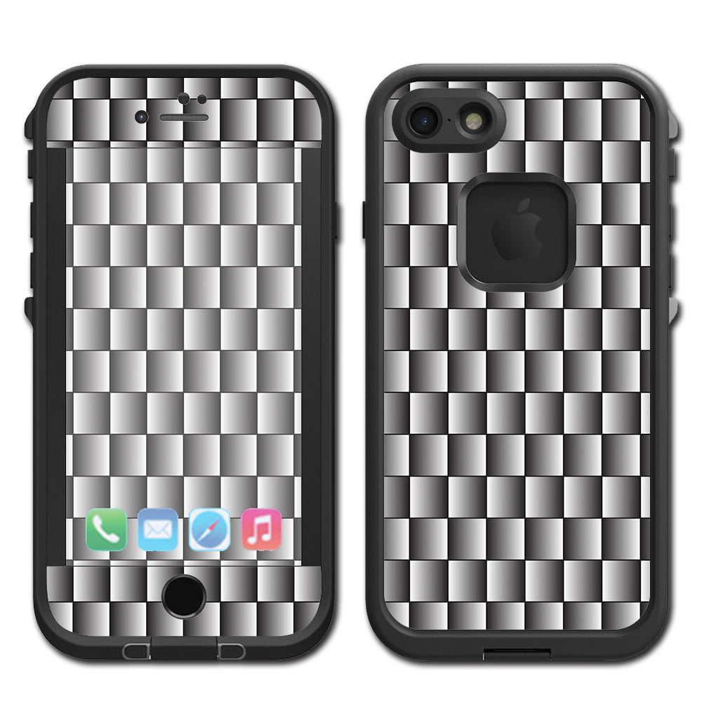  White Grey Carbon Fiber Look Lifeproof Fre iPhone 7 or iPhone 8 Skin