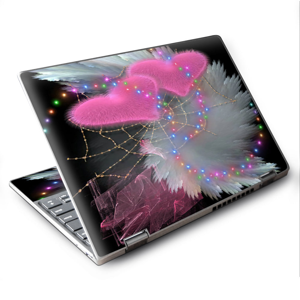  Mystic Pink Hearts Feathers Lenovo Yoga 710 11.6" Skin