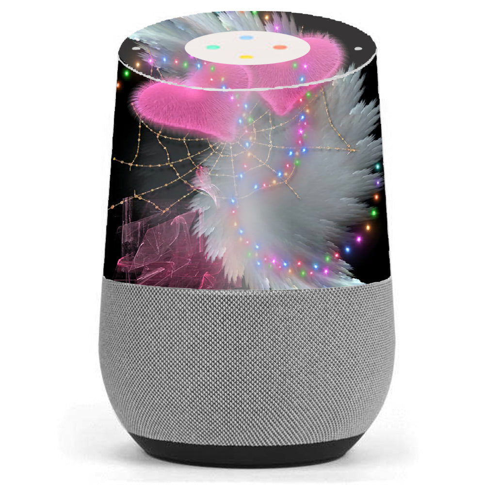  Mystic Pink Hearts Feathers Google Home Skin