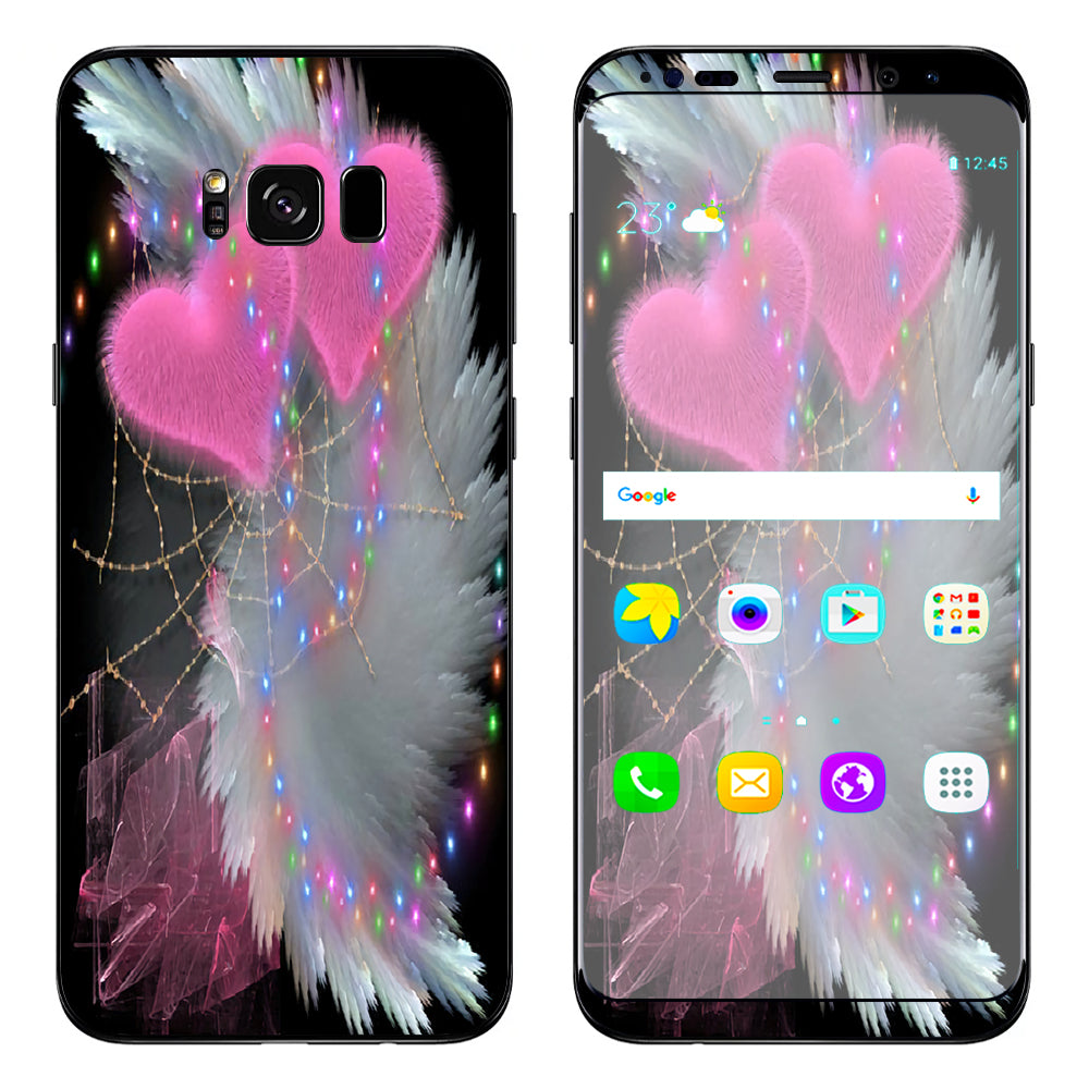  Mystic Pink Hearts Feathers Samsung Galaxy S8 Plus Skin