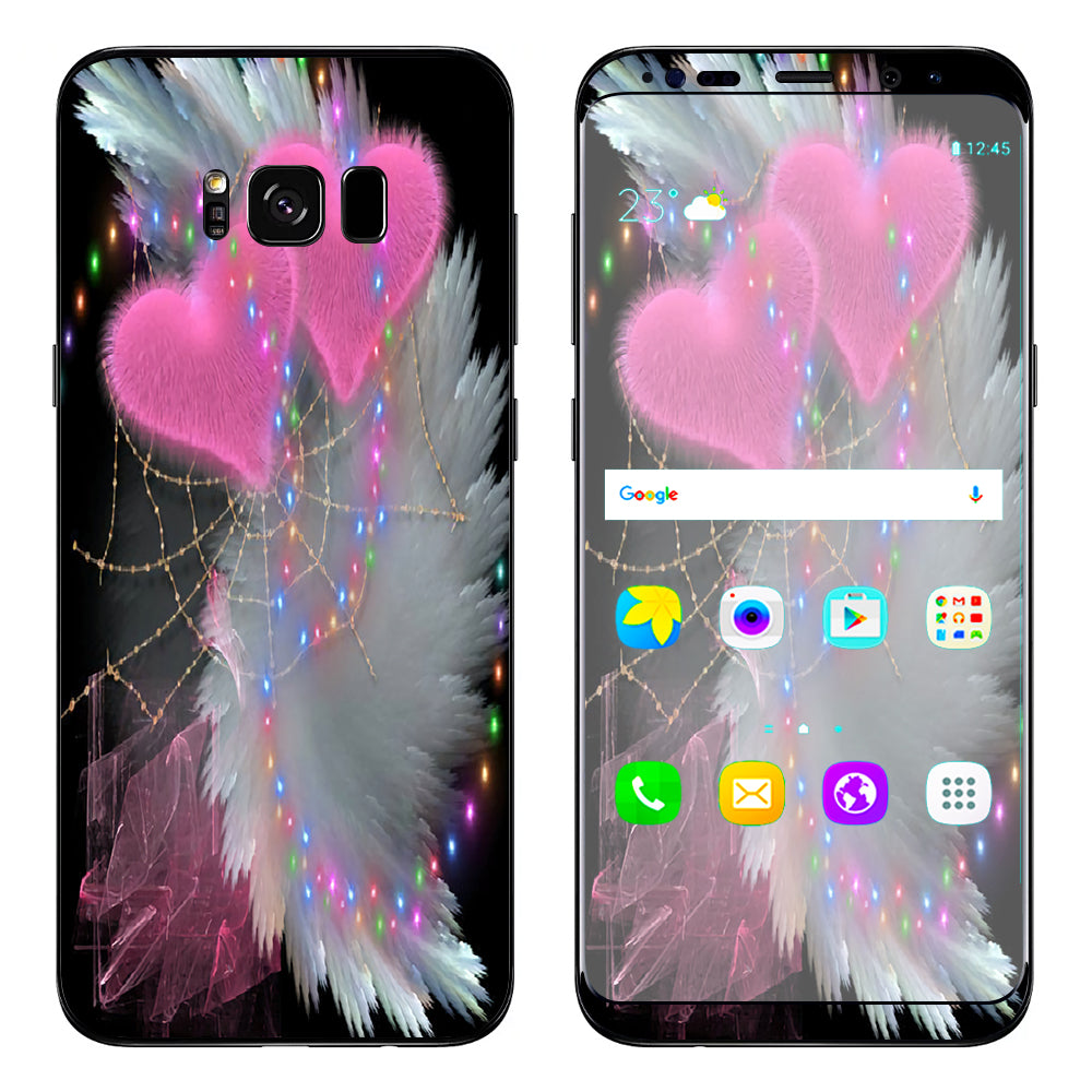  Mystic Pink Hearts Feathers Samsung Galaxy S8 Skin