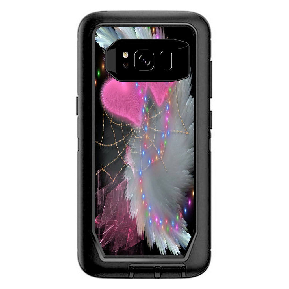 Mystic Pink Hearts Feathers Otterbox Defender Samsung Galaxy S8 Skin