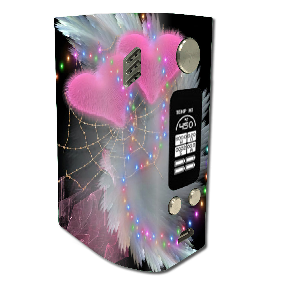  Mystic Pink Hearts Feathers Wismec Reuleaux RX300 Skin