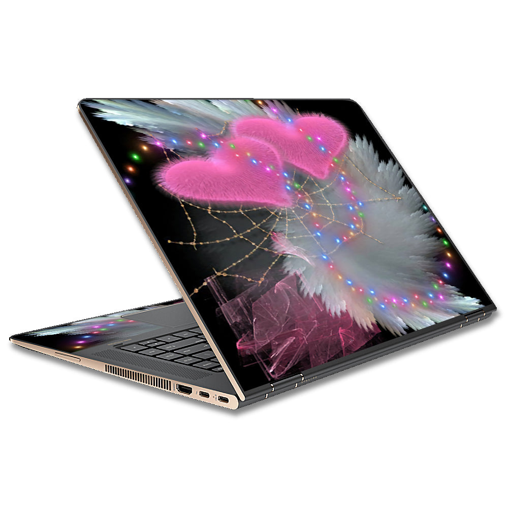  Mystic Pink Hearts Feathers HP Spectre x360 13t Skin