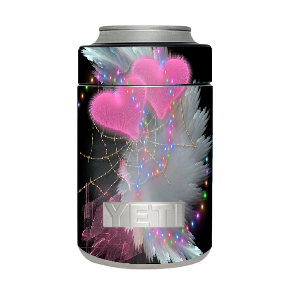  Mystic Pink Hearts Feathers Yeti Rambler Colster Skin