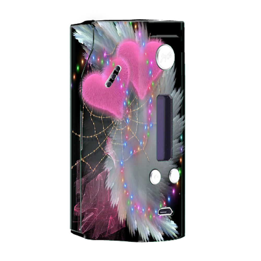  Mystic Pink Hearts Feathers Wismec Reuleaux RX200  Skin