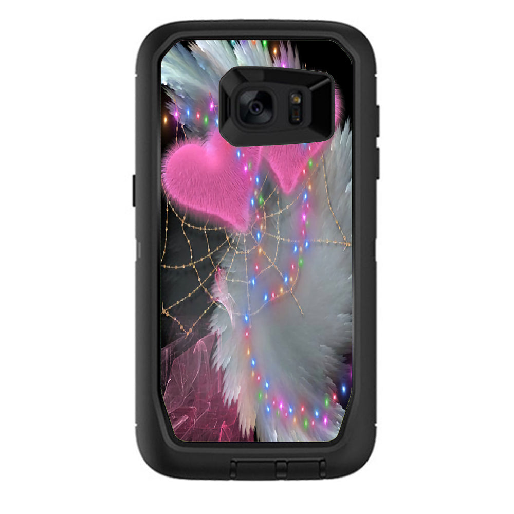  Mystic Pink Hearts Feathers Otterbox Defender Samsung Galaxy S7 Edge Skin