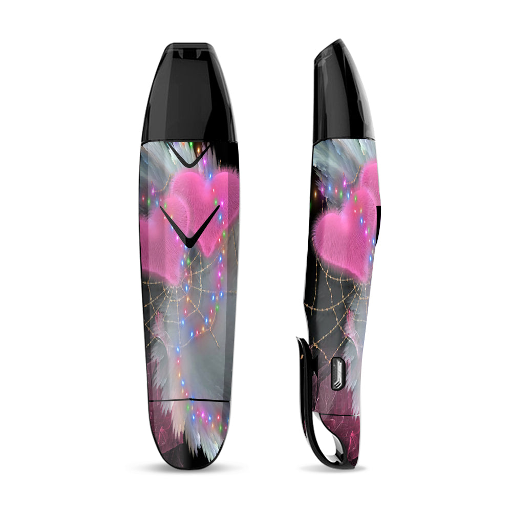 Skin Decal for Suorin Vagon  Vape / Mystic Pink Hearts Feathers