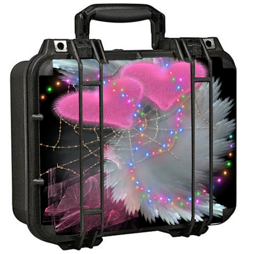  Mystic Pink Hearts Feathers Pelican Case 1400 Skin