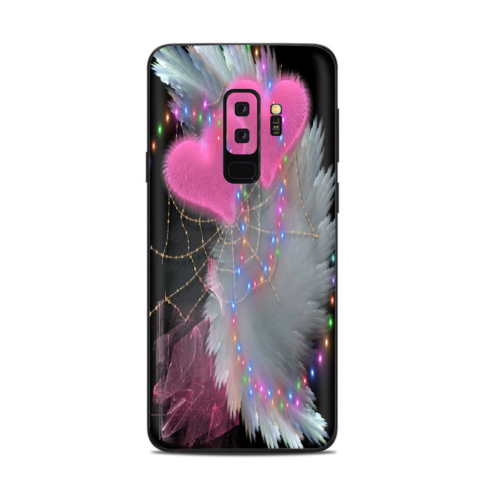  Mystic Pink Hearts Feathers Samsung Galaxy S9 Plus Skin