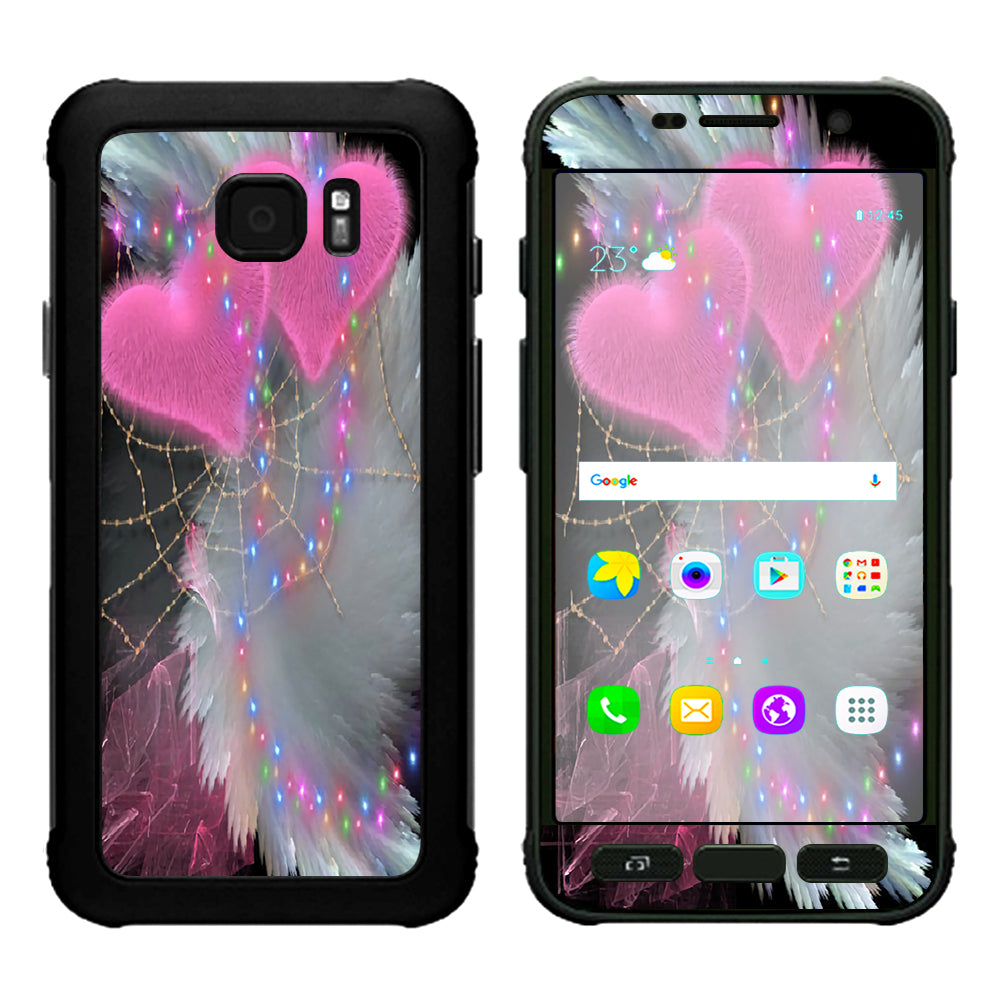  Mystic Pink Hearts Feathers Samsung Galaxy S7 Active Skin
