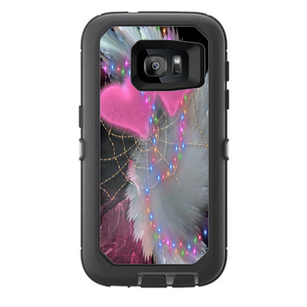  Mystic Pink Hearts Feathers Otterbox Defender Samsung Galaxy S7 Skin