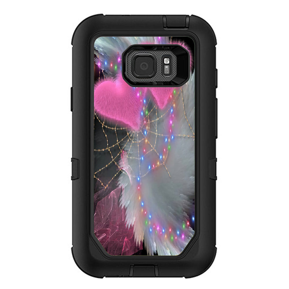  Mystic Pink Hearts Feathers Otterbox Defender Samsung Galaxy S7 Active Skin