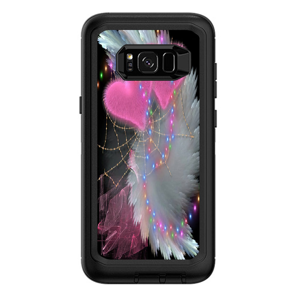  Mystic Pink Hearts Feathers Otterbox Defender Samsung Galaxy S8 Plus Skin