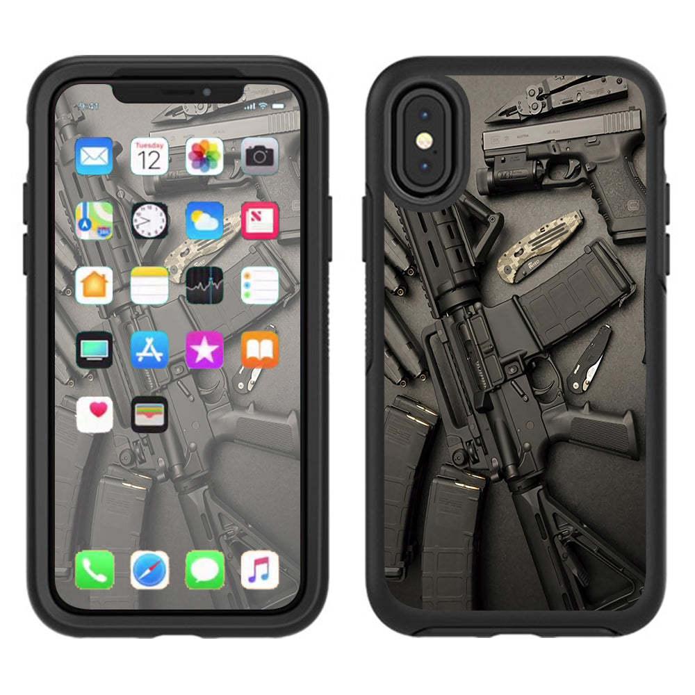  Edc Ar Pistol Gun Knife Military Otterbox Defender Apple iPhone X Skin