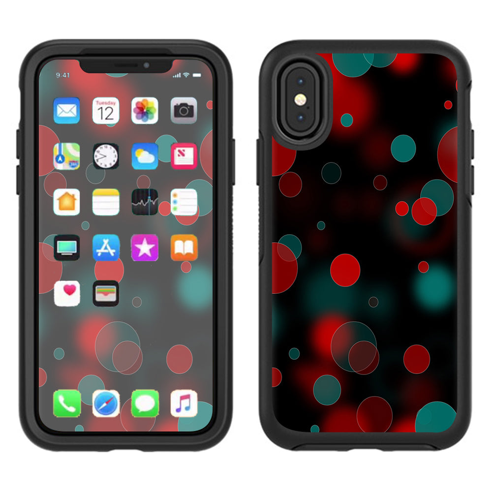  Red Blue Circles Dots Vision Otterbox Defender Apple iPhone X Skin