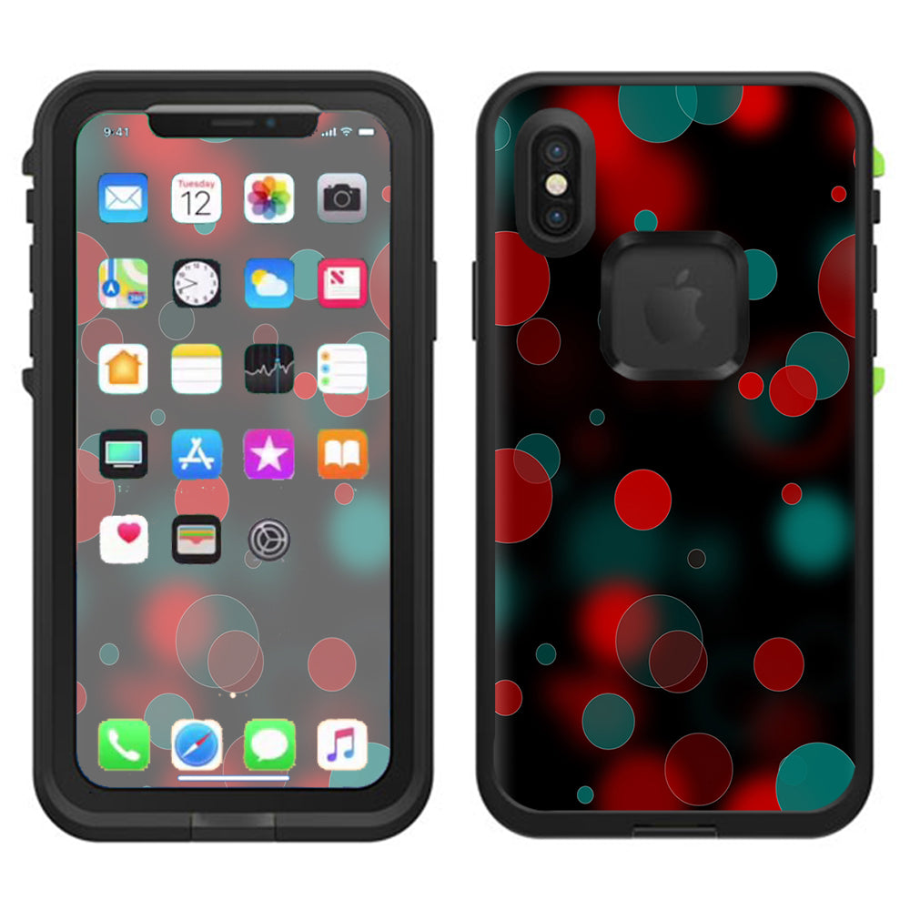  Red Blue Circles Dots Vision Lifeproof Fre Case iPhone X Skin