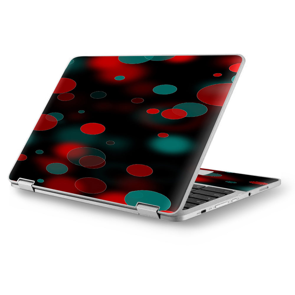  Red Blue Circles Dots Vision Asus Chromebook Flip 12.5" Skin
