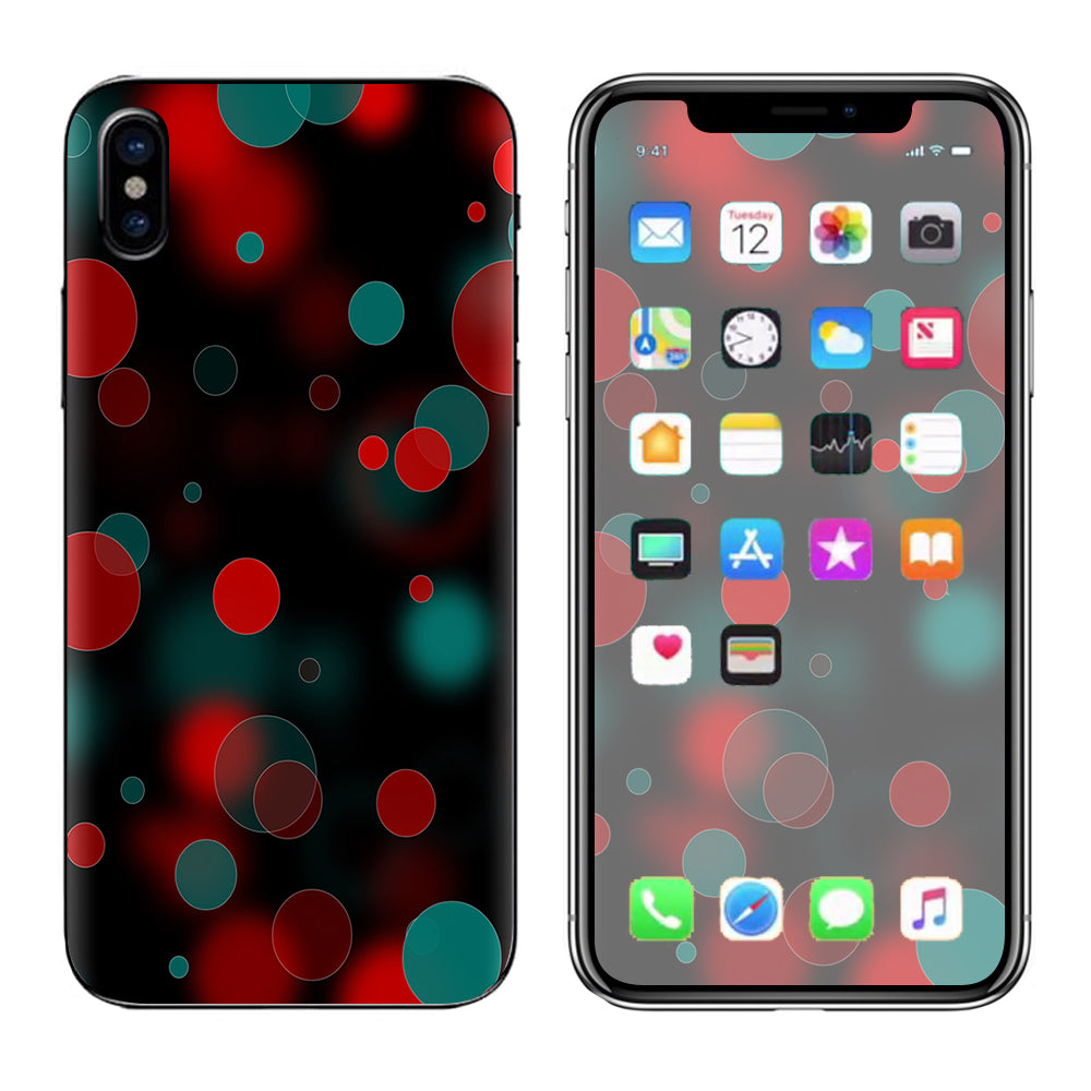  Red Blue Circles Dots Vision Apple iPhone X Skin