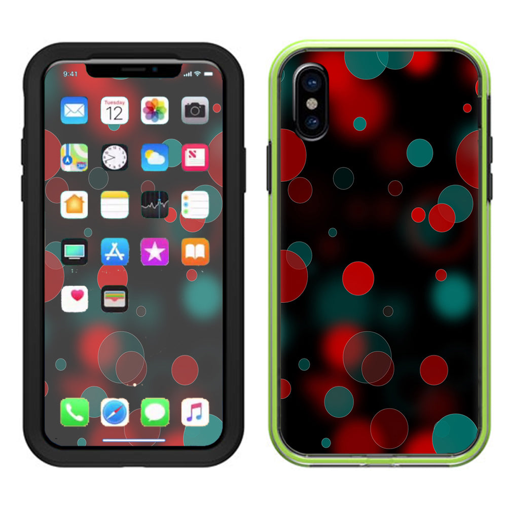  Red Blue Circles Dots Vision Lifeproof Slam Case iPhone X Skin
