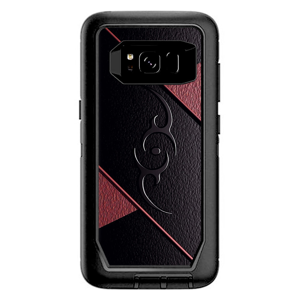  Black Red Leather Hindu Om Like Symbol Otterbox Defender Samsung Galaxy S8 Skin