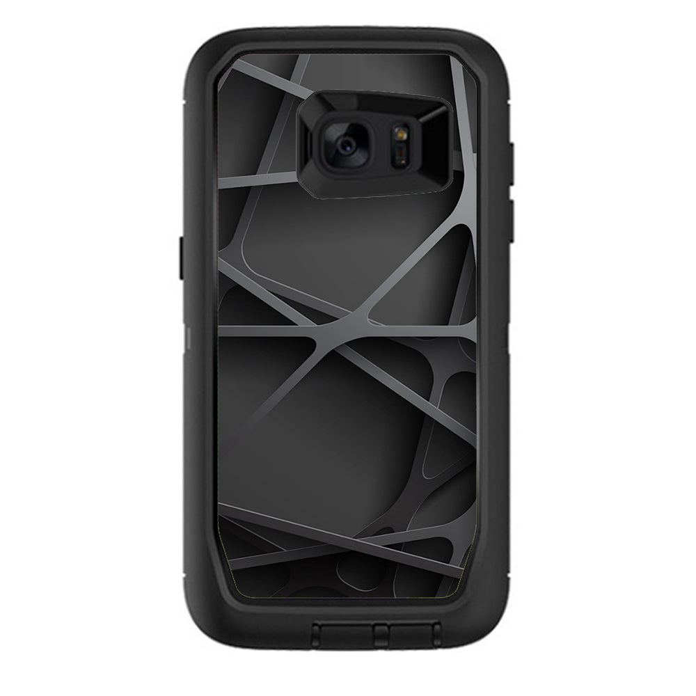  Black Metal Web Panels Otterbox Defender Samsung Galaxy S7 Edge Skin